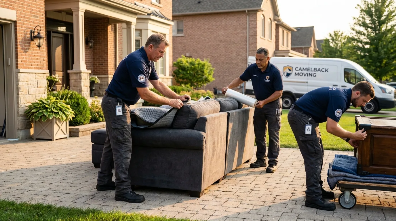 Large estate moving crew wrapping furniture in Lovingston, VA